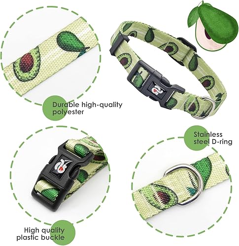 Miniatura 2 de Azuza - Juego de collar y correa para perro, diseño de estampado, collar de nailon ajustable con correa a juego para perros pequeños, medianos y