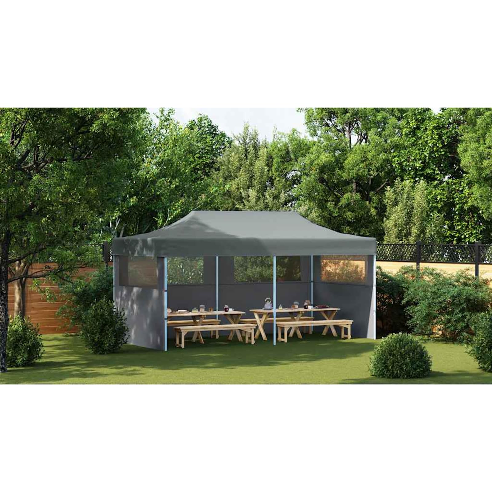 Gecheer Carpa Plegable Gris Antracita 580x291x315 cm, Resistente al Agua y UV, Oxford 600D, Adecuada para Eventos al Aire Libre