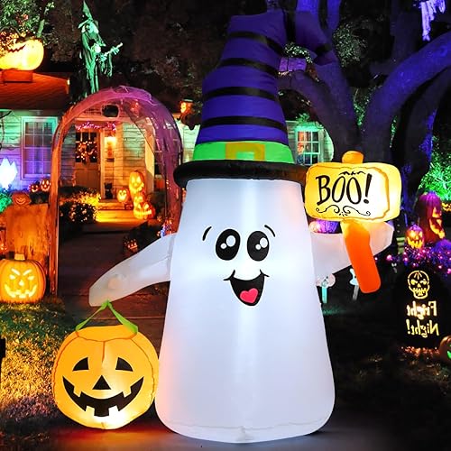 GOOSH 5 FT Halloween Inflatables Ghost Outdoor Decorations Blow Up