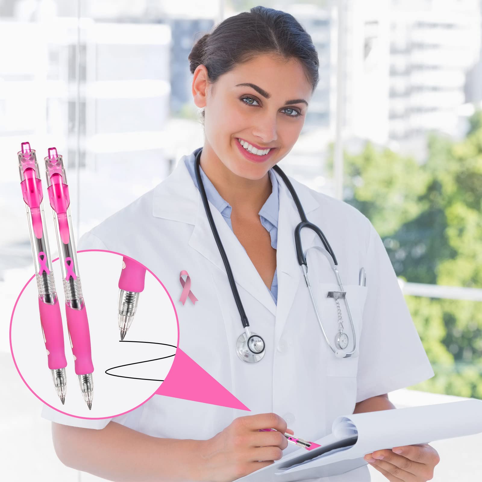 Amazon | Epakh 乳がん啓発ペン バルク ピンクリボンペン 0.5mm 格納式