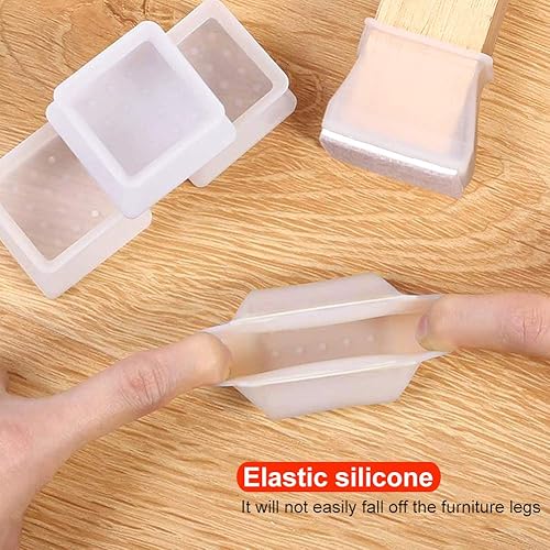 Miniatura 4 de Tapas para patas de silla, protectores de silicona para patas de silla para madera dura, suelos, muebles, patas de mesa con almohadillas de fieltro,