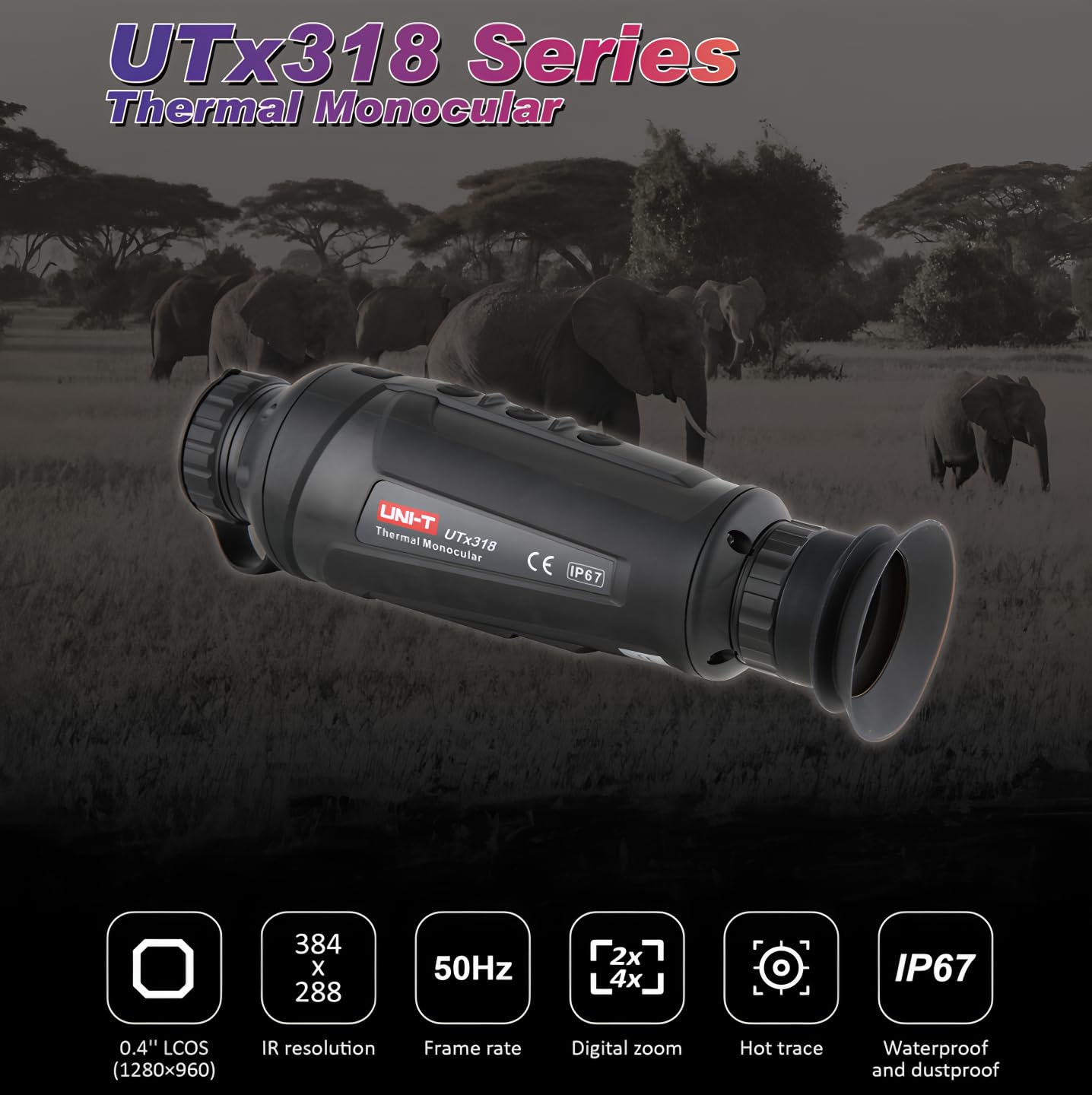 Uni-t rend UNI-T UTx325 Wärmebildkamera, Monokular, Jagdgriff, Nachtsicht, Infrarot-Thermoskop, Outdoor-Beobachtung, Infrarot-Auflösung, 384 x 288 (UTx325)