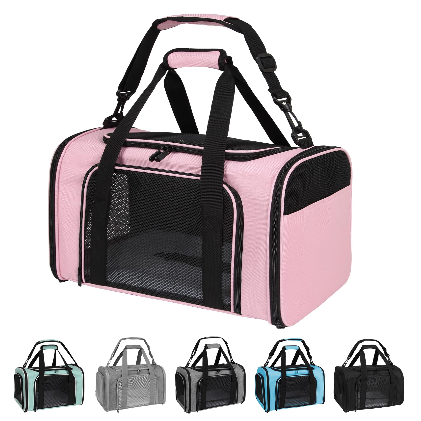 Yipincover Cat Carriers Soft-Sided,Pet Carrier for Small Cats Dogs Puppies up to 1-15 LBS,TSA Airline Approved, (Medium,Pink)