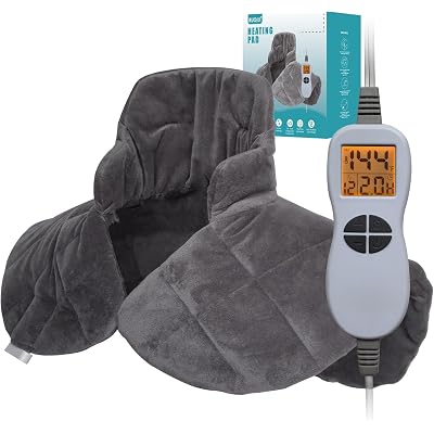 Ruqiji 19" x 24" Weighted Neck&Shoulder Heating Pad, 2.5lbs with 12 Temperature Settings&Countdown Timer,Pain Relief for Neck/Shoulders/Menstrual Pain(Dark Gray)
