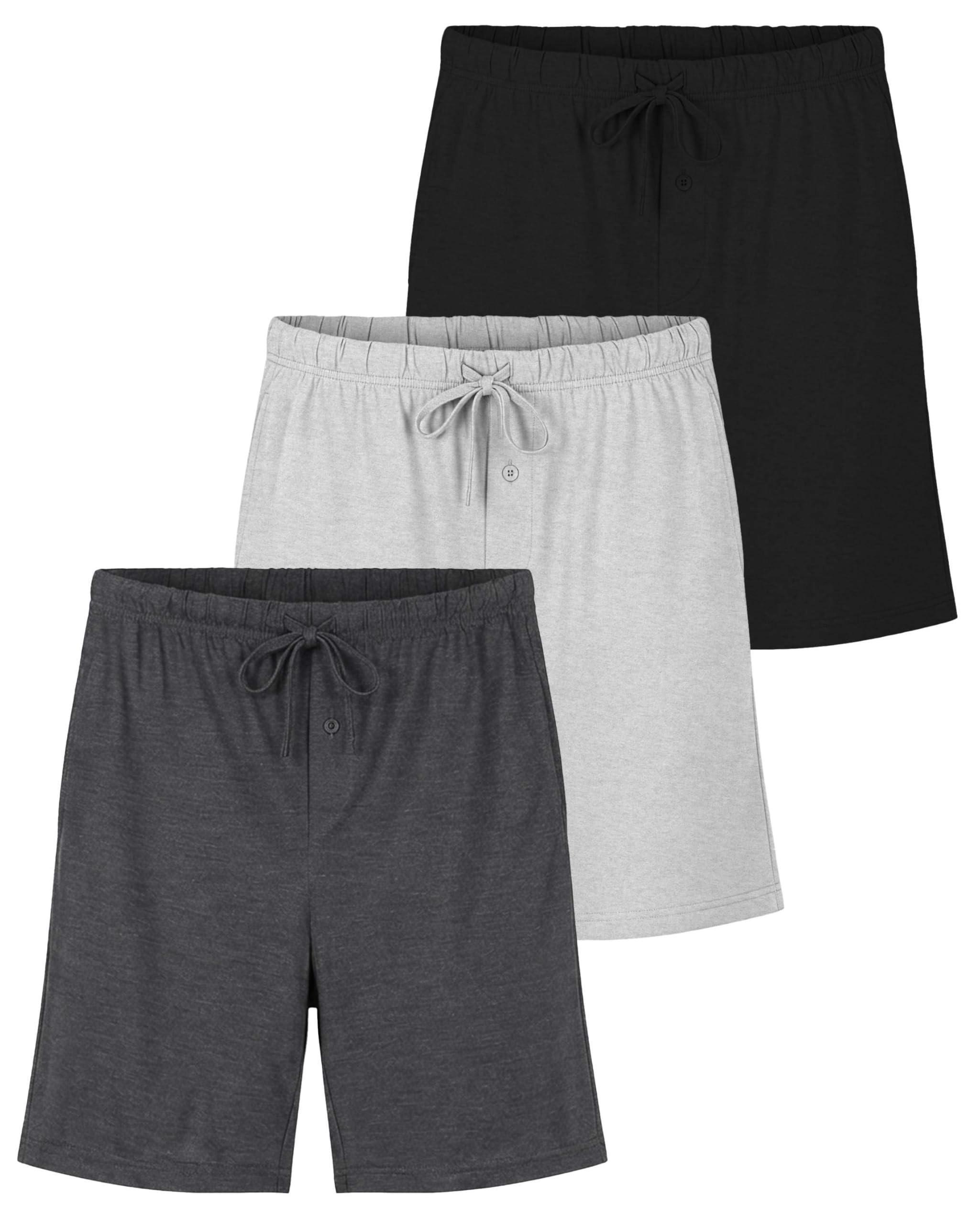 real essentials 3 Pack:Mens Cotton Ultra-Soft Knit Sleep Pajama Shorts & Lounge Wear (Available In Big & Tall), Set G, Medium-picture-57