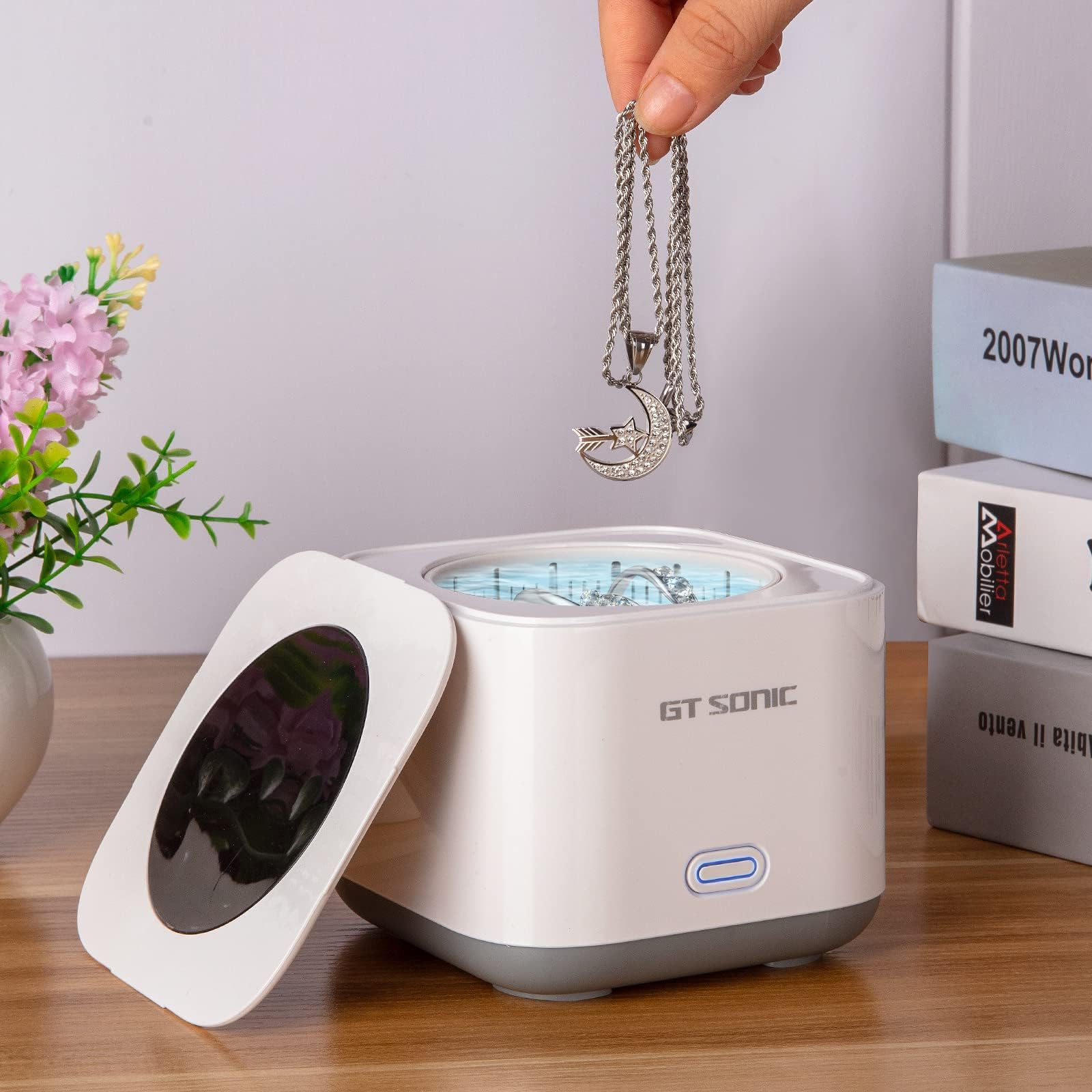 Mini Ultrasonic Cleaner, 180ML 43kHz Portable Professional Ultrasonic Jewelry Cleaner,5 Minutes One Button Cleaner Machine with Basket for Cleaning Jewelry,Silver,Rings,Coin