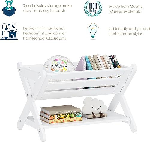 Miniatura 4 de UTEX Estantería para niños con caja, estantería para niños, organizador de almacenamiento de libros, estante pequeño para habitaciones de niños,