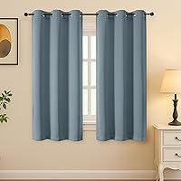 Vista 348 de Simplebrand Juego de 2 paneles de cenefa aguamarina para ventana de cocina de 14 pulgadas de largo, cortinas de oscurecimiento de habitación