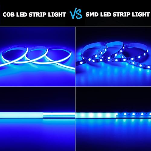 Miniatura 3 de Tira de luz LED azul COB de 32.8 pies, 24 V, 3840 LED, brillo uniforme, sin puntos, no impermeable, IP20, cinta de luces LED flexibles para