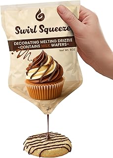 Pre-Filled Microwaveable Chocolate Decorating Bag – Ready-to-Melt Drizzle for Cookies, Cakes & Treats – No Mess, No Bowls, No Piping Bags – Milk Melting Chips, 6 oz