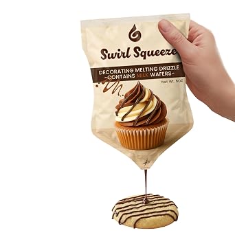 Pre-Filled Microwaveable Chocolate Decorating Bag Ready-to-Melt Drizzle for Cookies, Cakes & Treats No Mess, No Bowls, No Piping Bags Milk Melting Chips, 6 oz