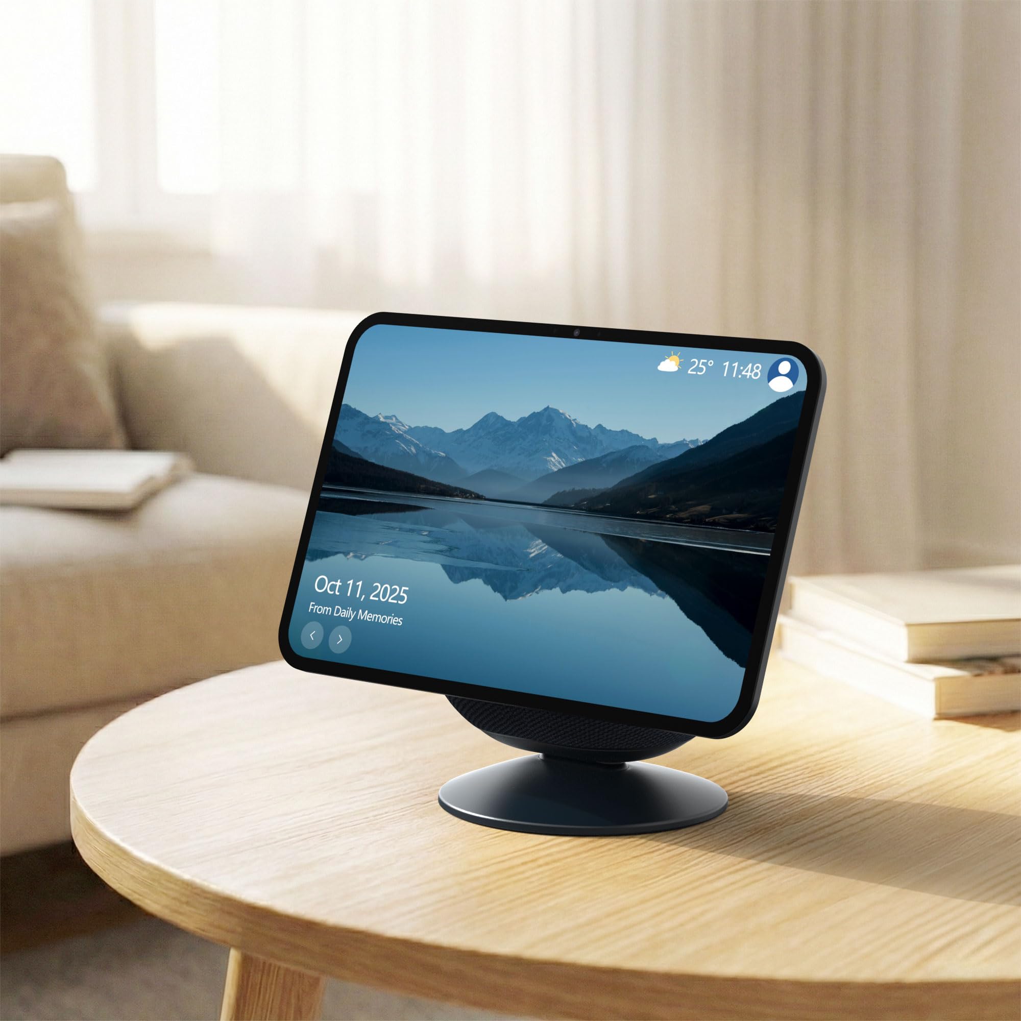 HomeMount Support Réglable pour Show 11/8 (2025) & iPhone 12 – Noir | Support de bureau inclinable ±18°, base magnétique, installation facile, idéal pour maison et bureau, design compact