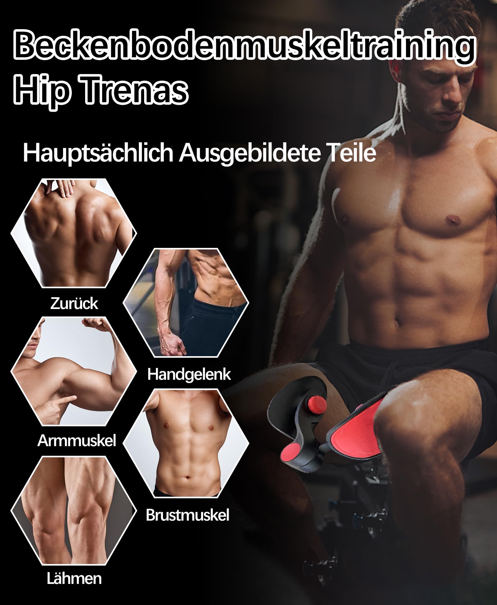 Oberschenkeltrainer 16KG Beckenbodentrainer für Männer und Damen, Beinpresse für Zuhause und Beintrainer, Beckenboden Trainingsgerät, Kegel Trainer für Postpartale Erholung, Gesäßtrainer mit Band