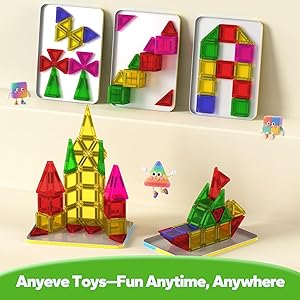 Mini Magnetic Tiles for Kids, 112PCS Magnetic Tiles Travel Set with Iron Box, Portable Construction Toys STEM Educational Building Set for Kids Ages 4-8 Toddlers, Boys & Girls Birthday New Year Gift