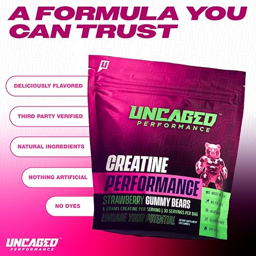 Miniatura 7 de Gomitas de monohidrato de creatina, 0.18 onzas de creatina, 30 porciones, absorción rápida para hombres y mujeres, apoya la fuerza muscular y el