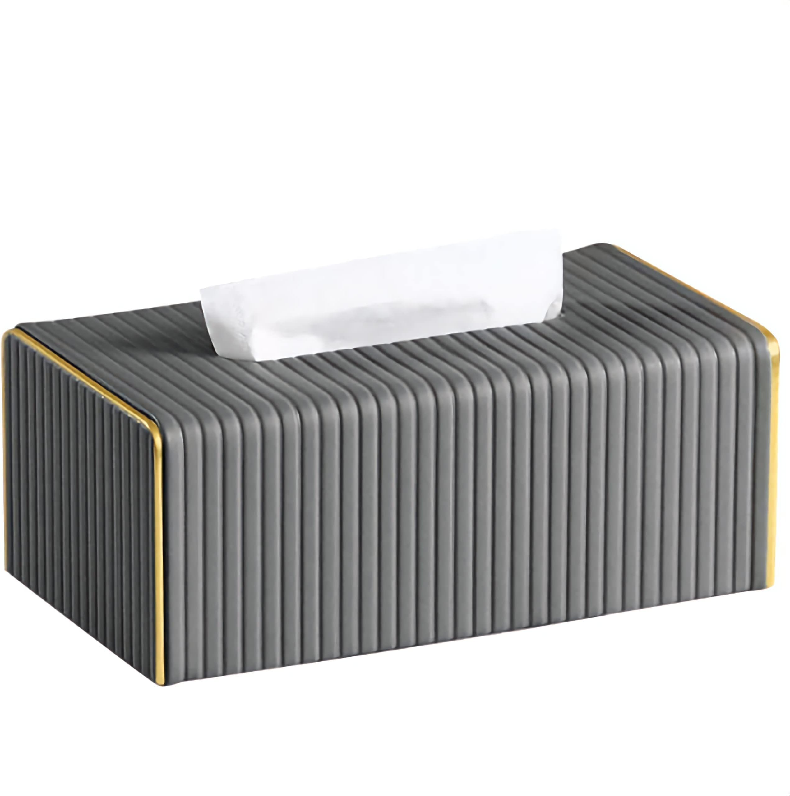bpa Alhdhd Leather tissue box cover, Decorative tissue box Holder for Home Living Room, Bedroom, Kitchen, Office, Bathroom | Car Tissue Holder (dark grey)
