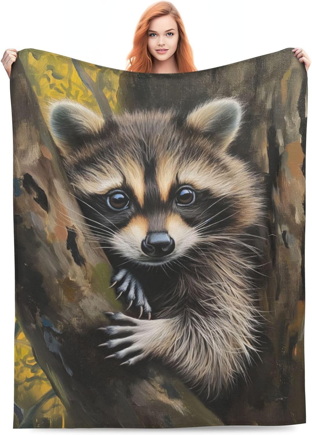 Turamurra Cute Raccoon Blanket Gifts for Kids Women Men Soft Warm Lightweight Cozy Animal Raccoon Theme Throw Blankets for Bed Sofa Living Room Couch Home Decor 50"x60"