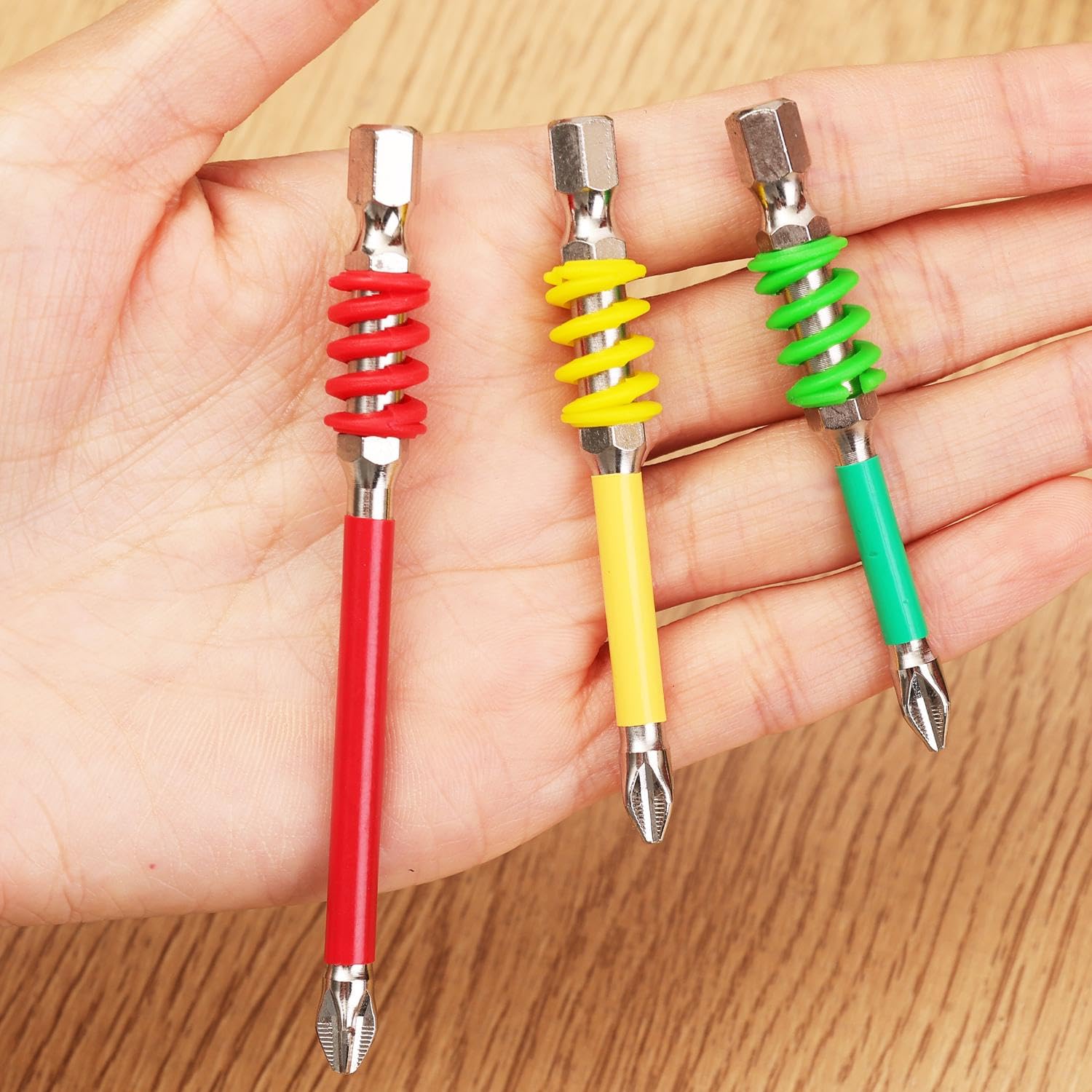 3Pcs 65/70/90mm Spring Screwdriver Bits Magnetic Anti-Slip Hex Shank Drill Head Screwdriver Bit DIY Woodworking Repair Accessories