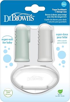 Dr. Brown's Silicone Finger Toothbrush, Gray and Green, 2-Pack