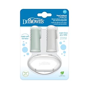 Dr Browns 100 Silicone Baby Finger Toothbrush and Toothpaste Set 2-Pack Toothbrush Infant-to-Toddler Training Toothbrush Soft for Babys