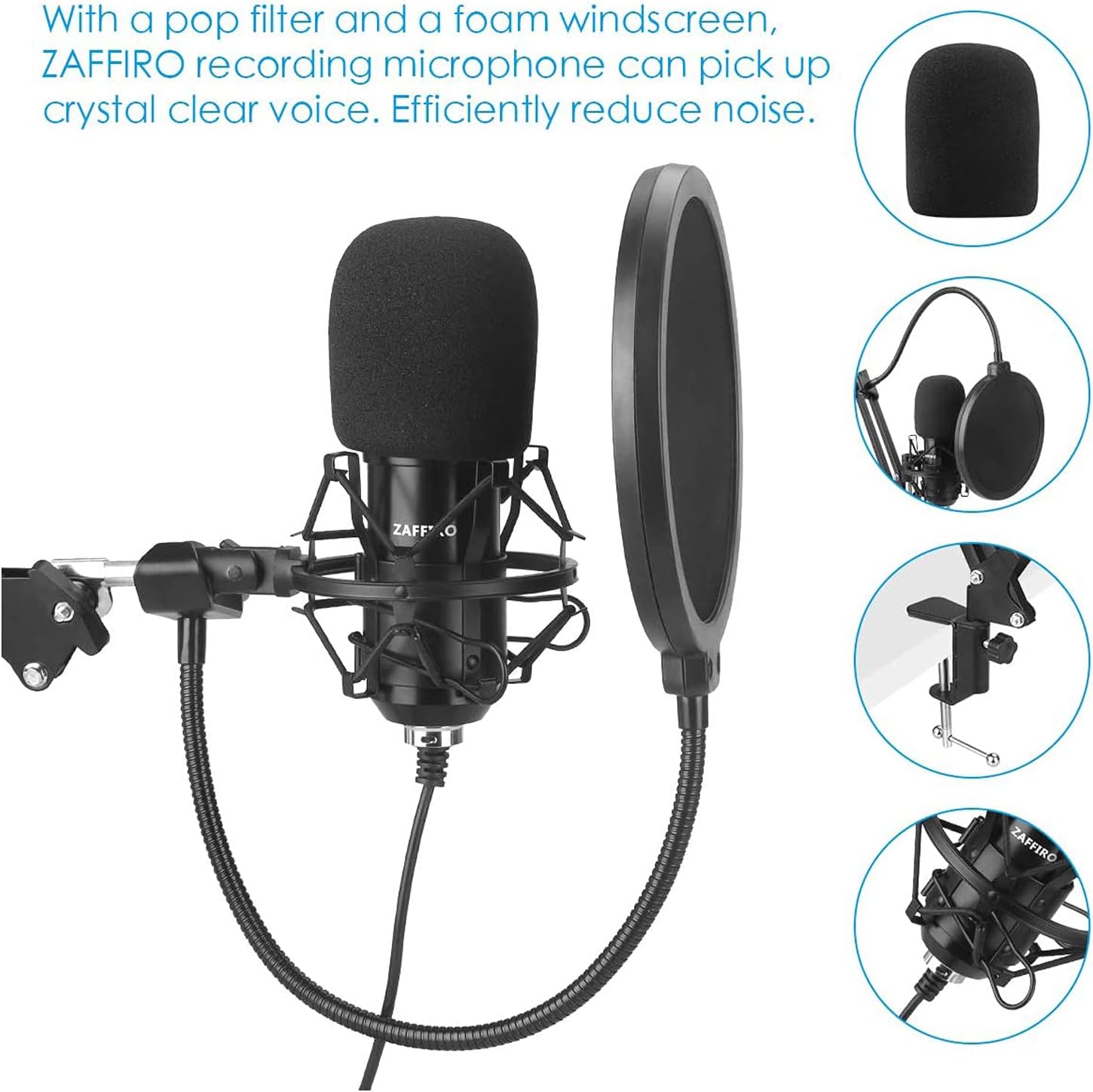 USB Microphone Kit: ZAFFIRO Plug & Play USB Computer Mic Cardioid Podcast Condenser Microphone Kit, PC Streaming Mic are Suitable for YouTube, Streaming, Recording Music, Live Streaming and Gaming (2)