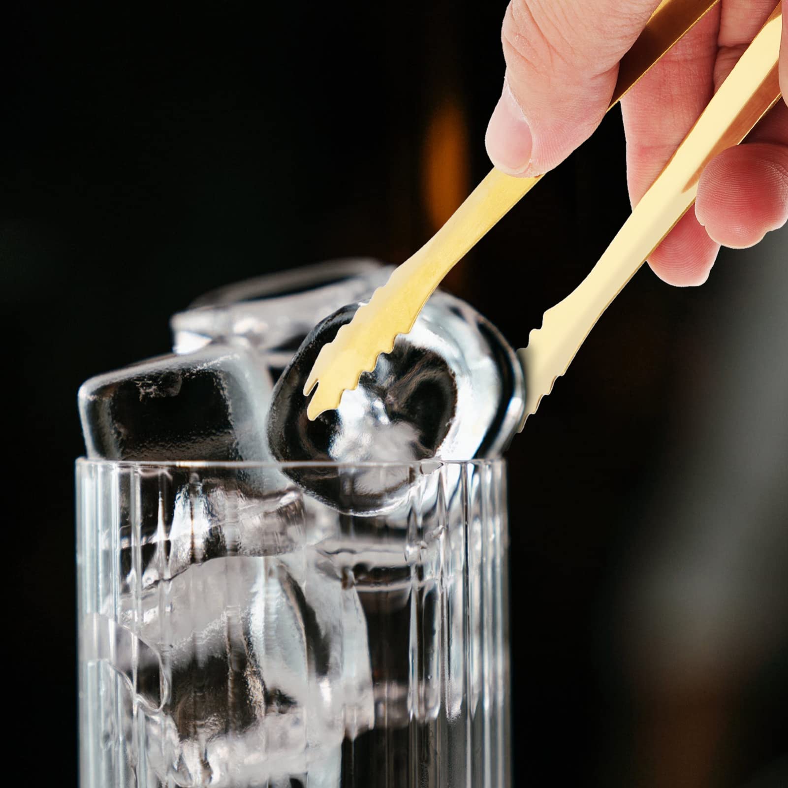Golden Ice - Pinzas y pala de acero inoxidable para cubitos de hielo con, pala para cubitos de hielo, cuchara de cocina para contenedor de hielo, té, café, harina de granos