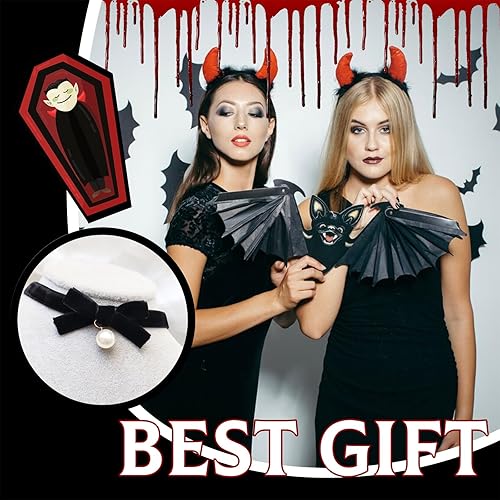 Miniatura 4 de Juego de 4 gargantillas góticas, gargantilla negra, collar de perlas con lazo vintage, collar de cuero punk, joyería gótica