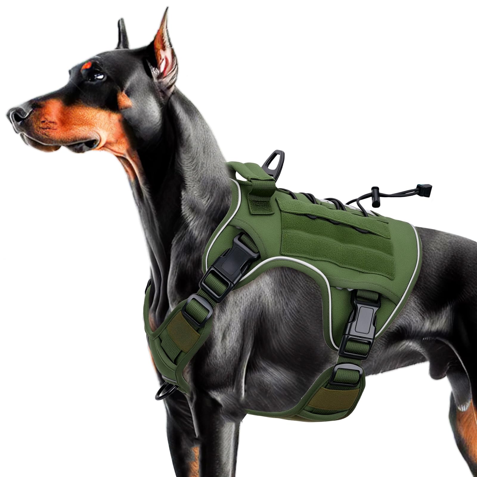 Heavy-Duty Tactical Dog Harness for Large Dogs, No Pull Adjustable Reflective Pet Vest with Molle System, K9 Military-Grade Control for Service