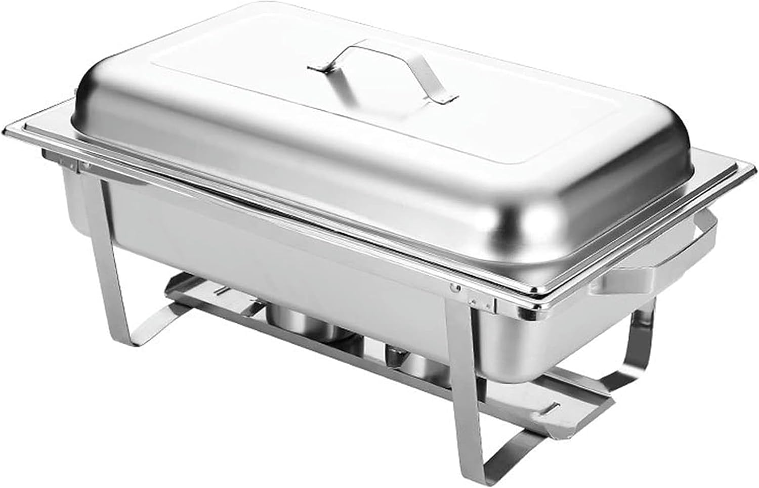 Stainless Steel Buffet Hot Plate - Has Lid Stainless Steel Heating Tray, Hot Pot Buffet Set, Food Heater with Solid Steel Lid and Holder Wedding Party Catering (Double Compartment/C)