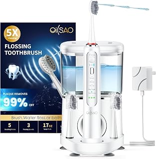 Water Flosser Electric Toothbrush Combo, 3 Brush Heads & 1 Jet Tip