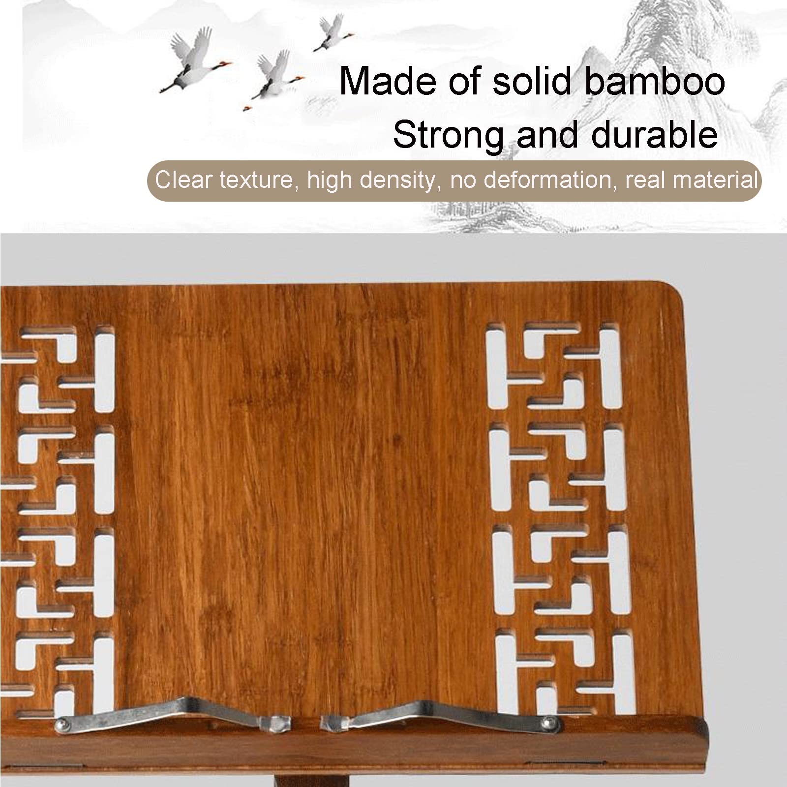 Atril con Soporte para Teléfono Y Micrófono, Soporte para Libros De Bambú De Doble Uso Dos En Uno, Atril para Partituras con Colgador para Violín, Adecuado para Diversas E,Wood-17 * 45 * 75cm