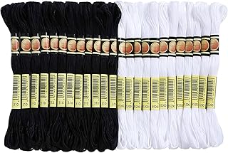 Stickgarn Set – Hochwertige Stickgarnfäden, 24 Stränge, Weiß und Schwarz, 8 Meter pro Strang, für Kreuzstich, Stickerei und DIY-Projekte