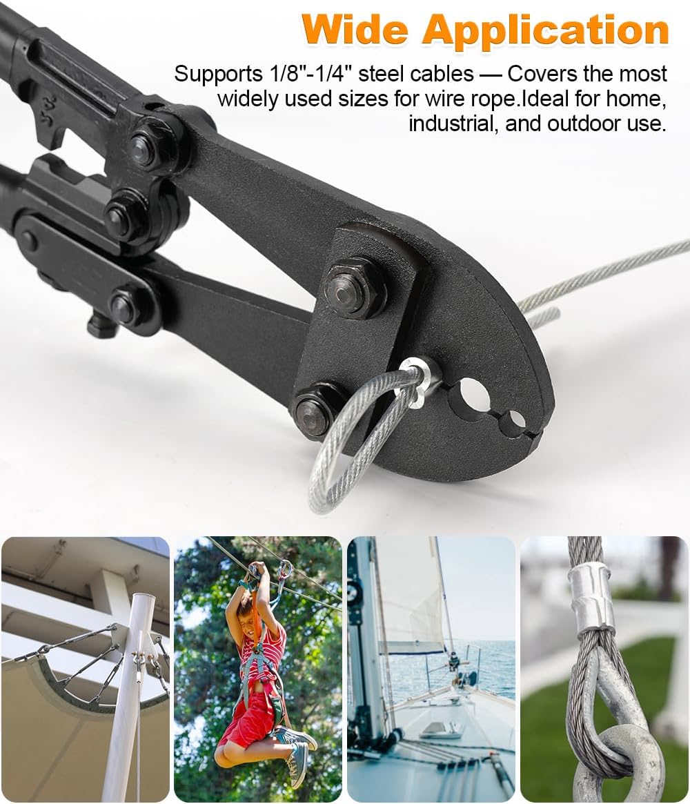 TooTaci 24 Inch Hand Swaging Tool, Wire Rope Crimping Tool for 1/8" 3/16" 1/4" Wire Cable, Heavy Duty Cable Long Hand Swager Crimper for Copper and Aluminum Oval Sleeves and Stop Sleeves