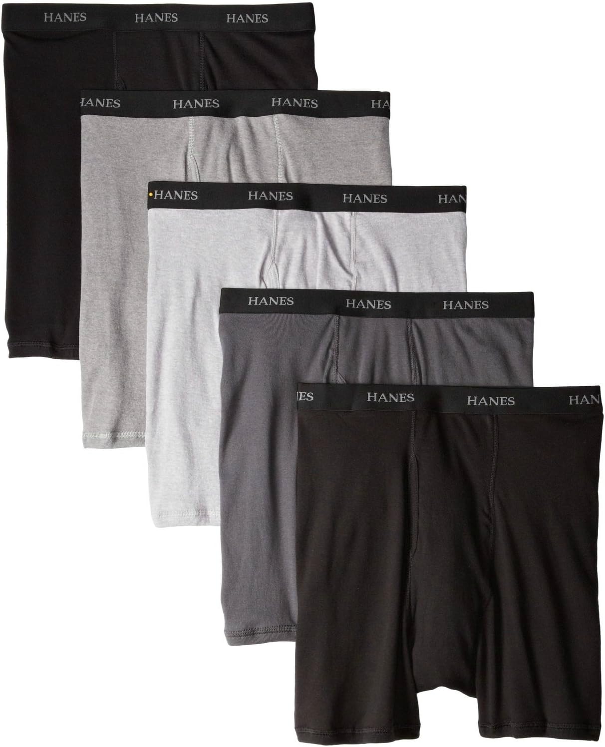 Hanes Men's Classics 5 Pack Boxer Brief, Assorted Black/grey Xxl