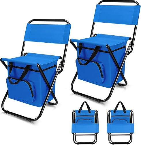 Jerify Silla de pesca de 2 piezas con bolsa enfriadora, taburete de pesca compacto plegable multifuncional, silla de caza, taburete portátil con
