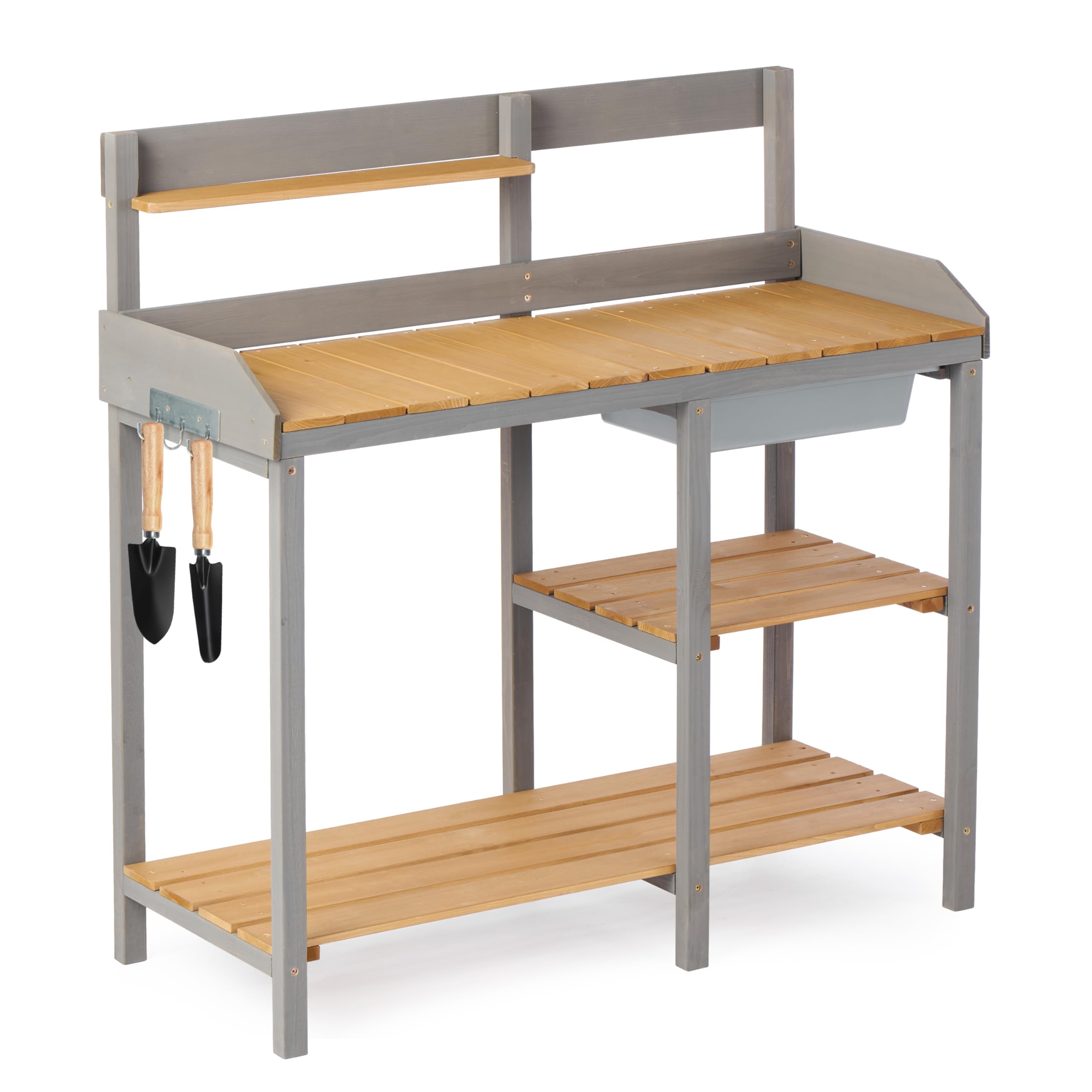 Amazon.com: Wooden Potting Bench Table with Sink, Outdoor Garden Table ...