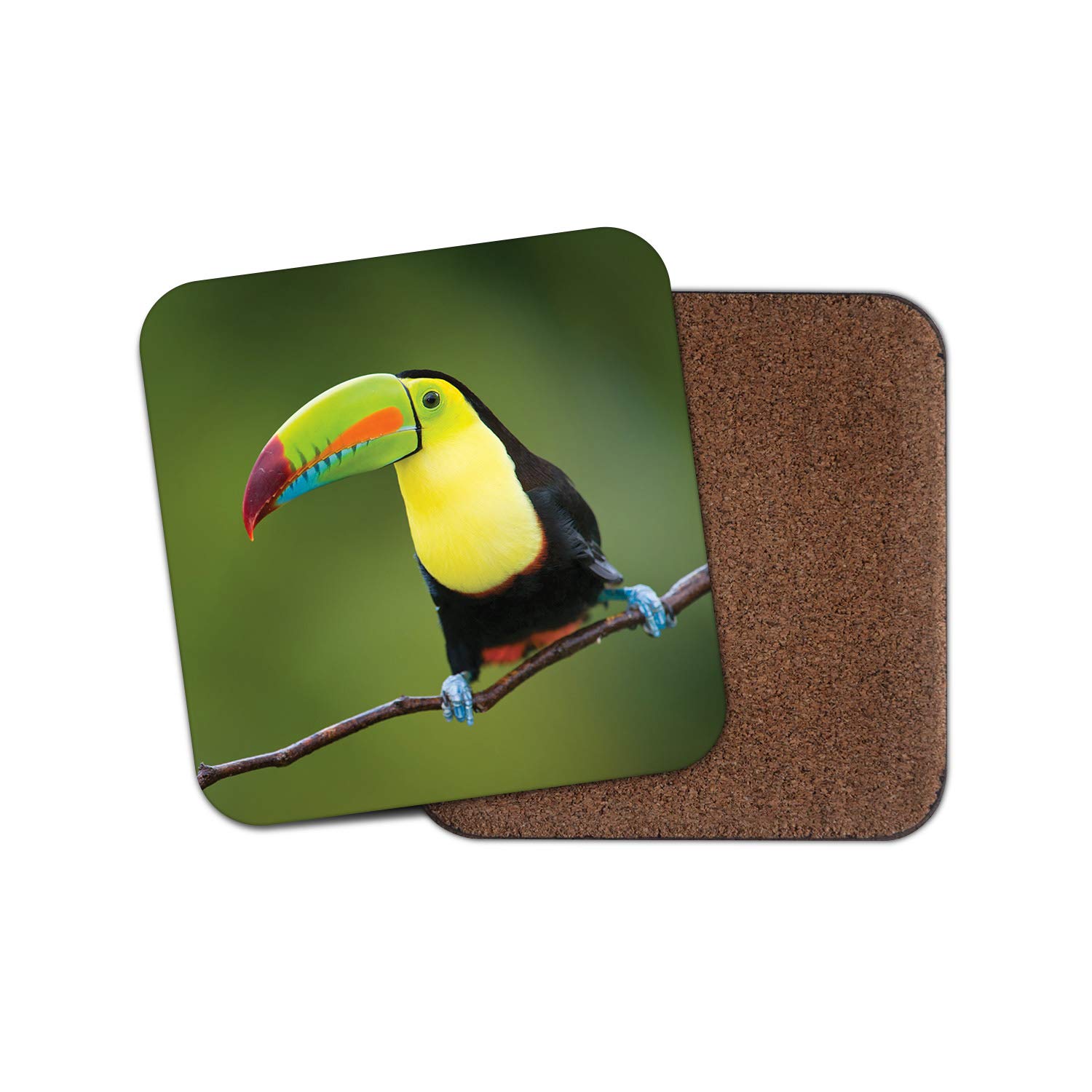 Destinationvinyl Multicolor 1 X Colourful Toucan Bird Coaster - Tropical Birds Jungle Fun Wild #8744