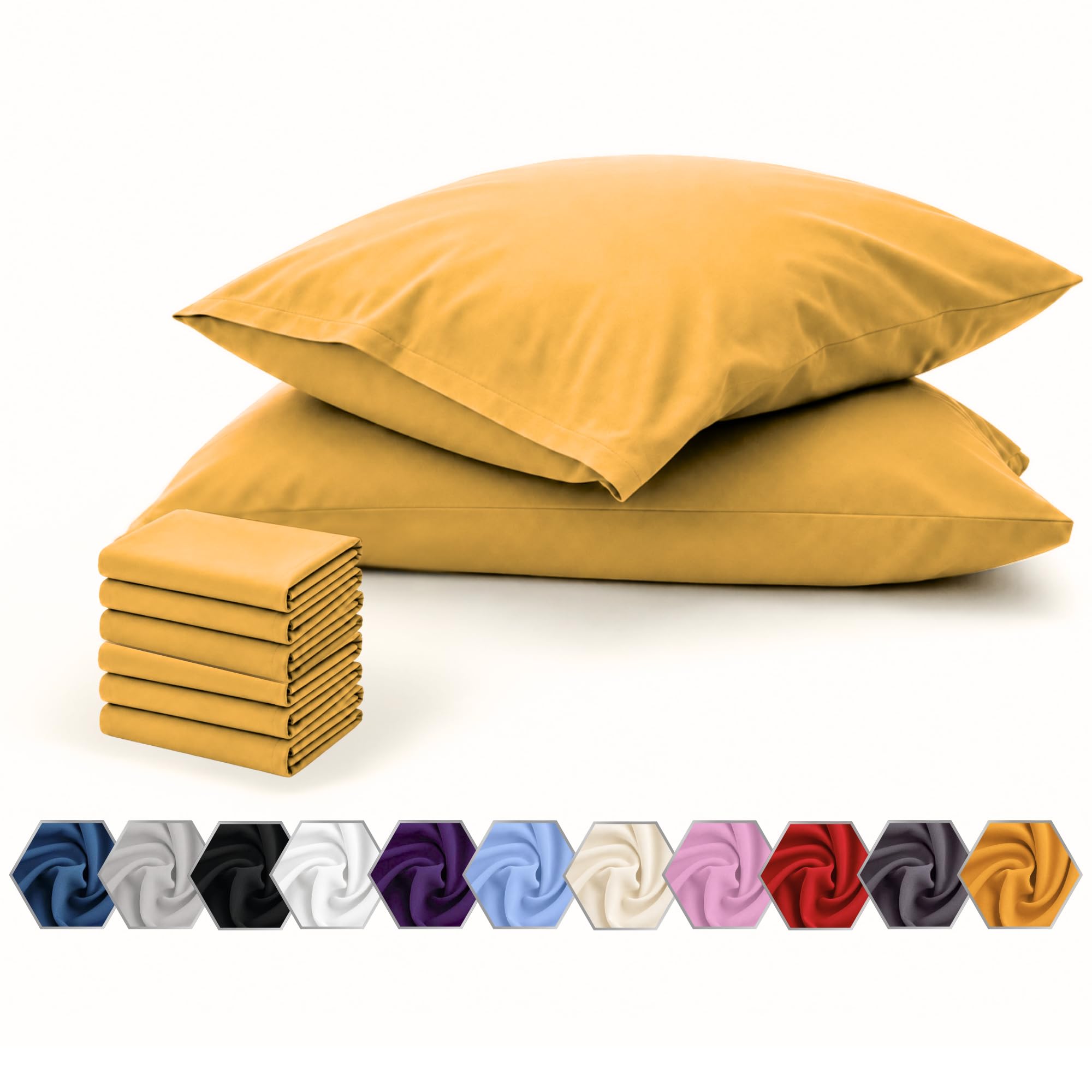Pillow Cases 6 Pack Ochre – 100% Brushed Microfiber Pillowcases