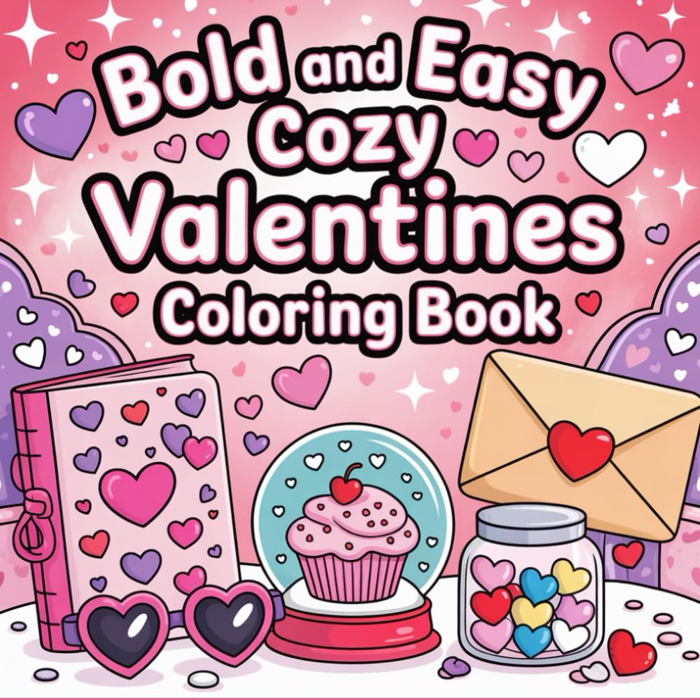 Bold & Easy Cozy Valentines Coloring Book: Cute & Simple Valentine’s Day Coloring Pages for Relaxation, Stress Relief & Creative Fun