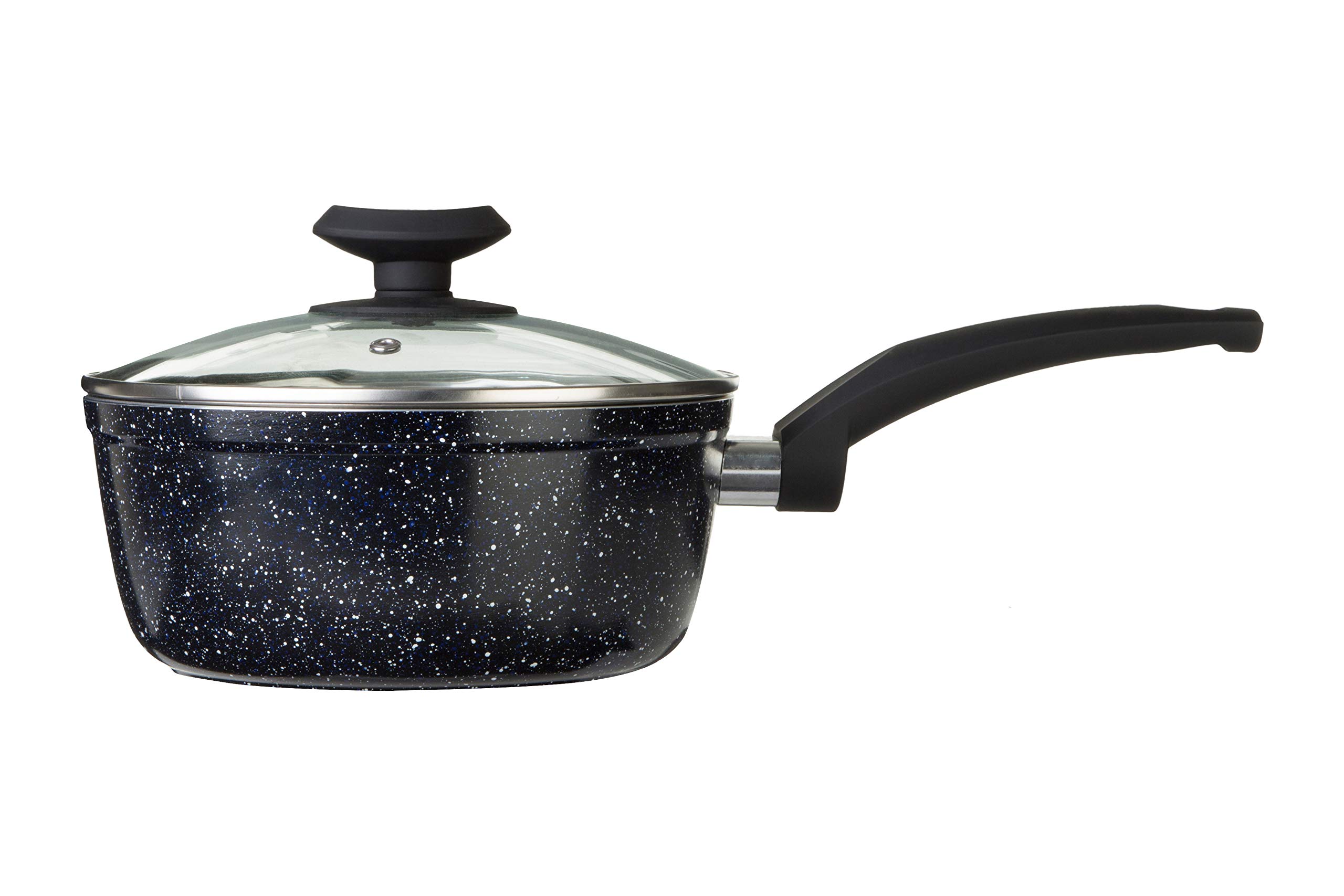 Orsina 20Cm Saucepan With Glass LidNon-Stick Aluminium Pan With Marble Effect FinishDurable Cookware from B&Q