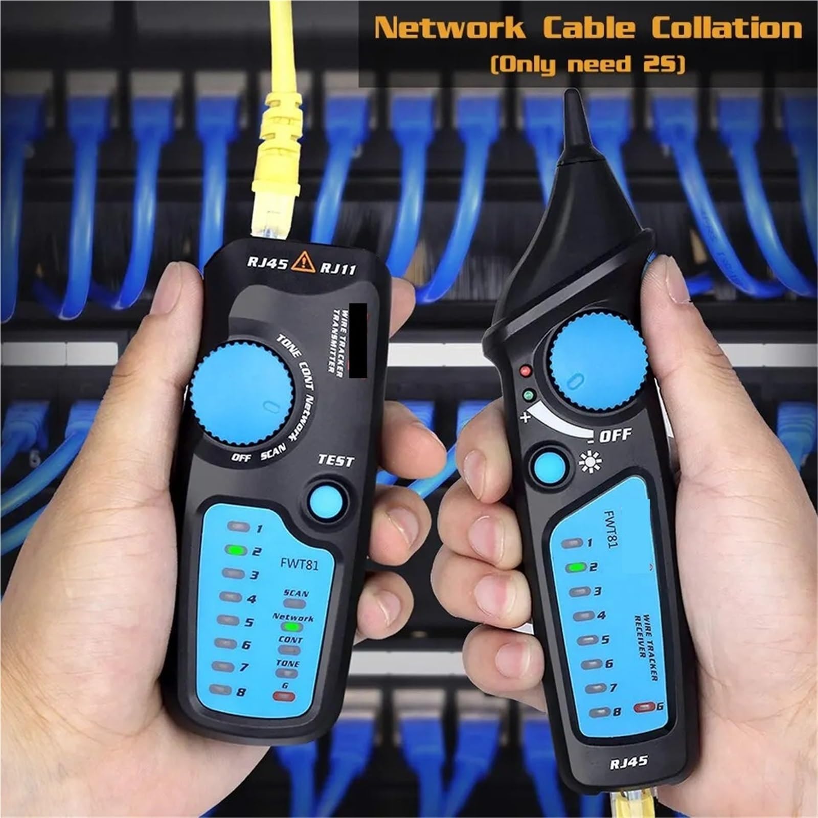 Tester Sieci, Lokalizator kabli sieciowych Detecteur FWT81 RJ11/45 Lan Ethernet Tester przewodów telefonicznych Narzędzie telekomunikacyjne Praca pod napięciem 48 V
