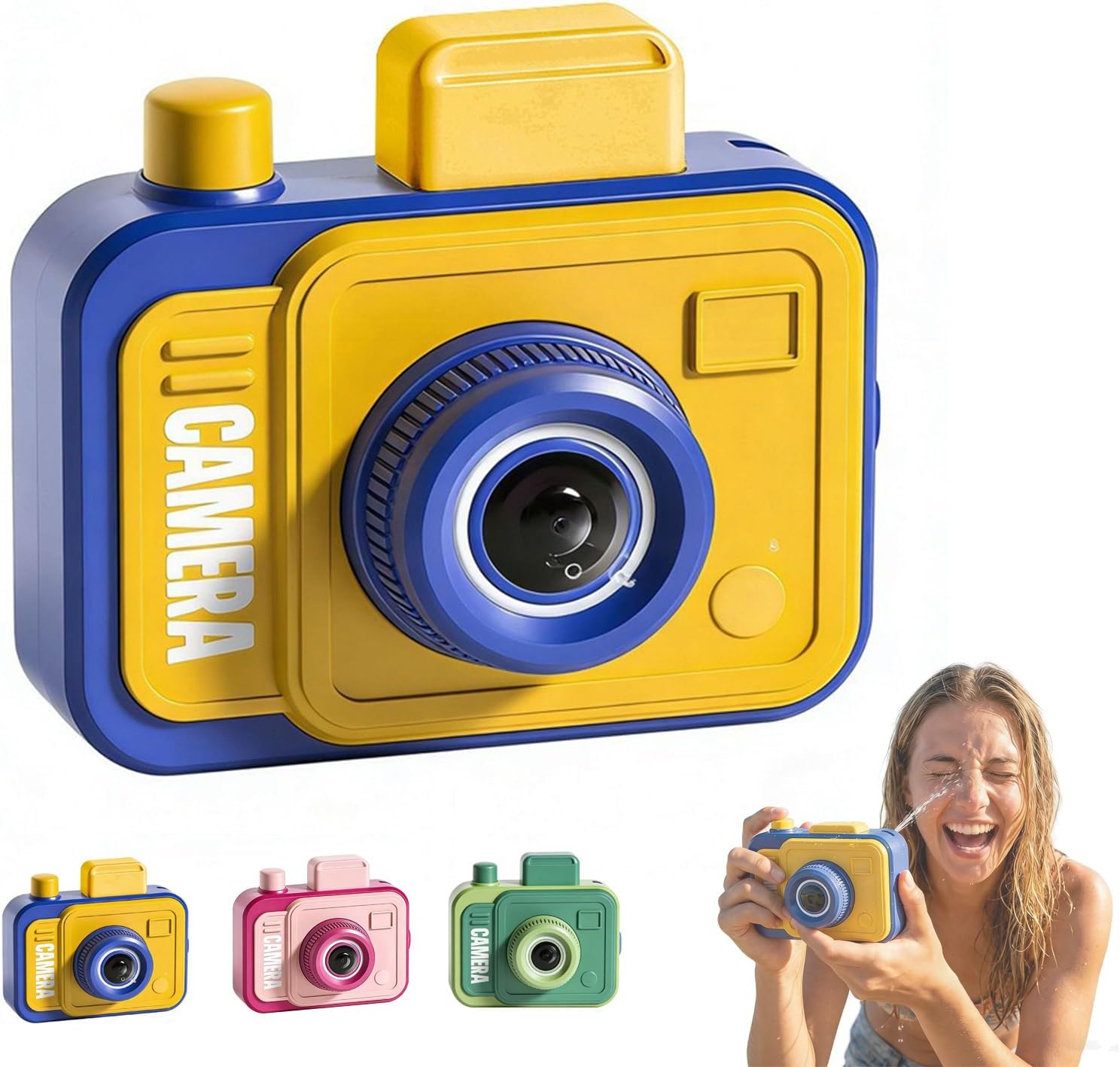Summer Pool Party Essential, Pink Prank Camera Water Gun, Spray Water Gun Toy, Sprays Water in Both Directions, Endless Fun - Ideal Birthday Party Gift and Beach Game Gift (Yellow-Blue1)