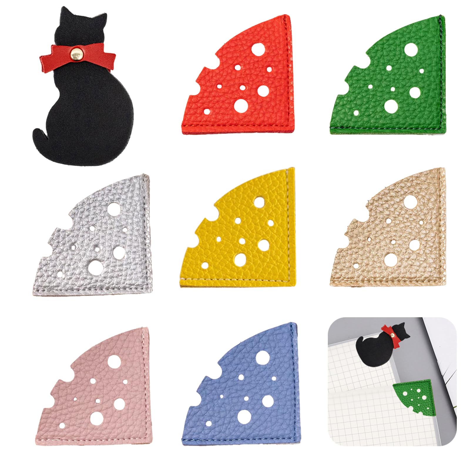 KASESSS 8 Piezas Marcapaginas de Cuero, Marcapaginas Personalizado, Bonito Marcapaginas Profesora, Queso y Gato Marcapaginas Originales, Marcadores de Libros, Marcadores Retro para Adultos y Niños