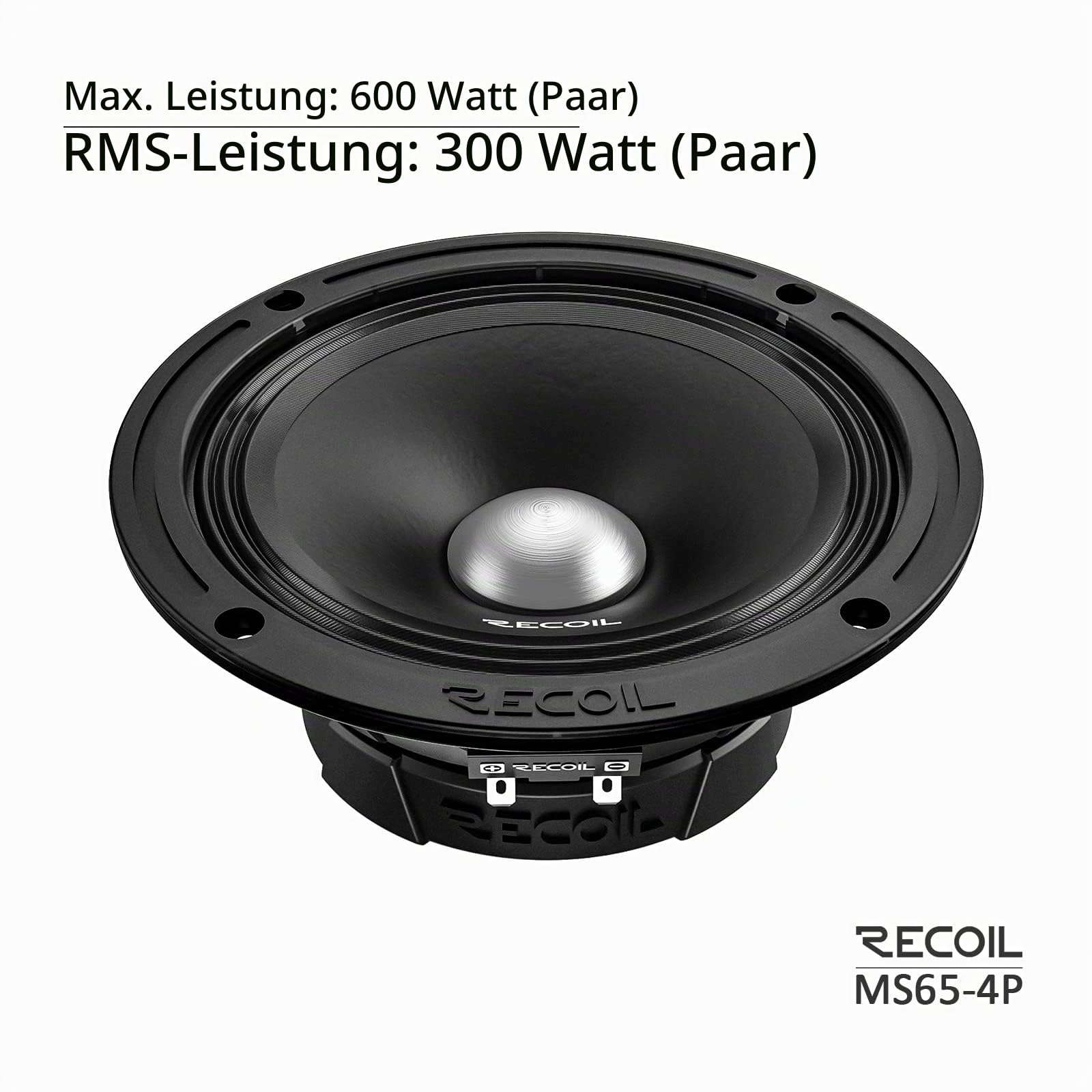 RECOIL MS65 4P 17 cm （6.5 Zoll ） Mitteltöner Lautsprecher Paar 300 Watt RMS 600 Watt Max 4 Ohm Hochtemperatur Kapton Schwingspule 1.5 Zoll Pro Audio für Auto und Car HiFi
