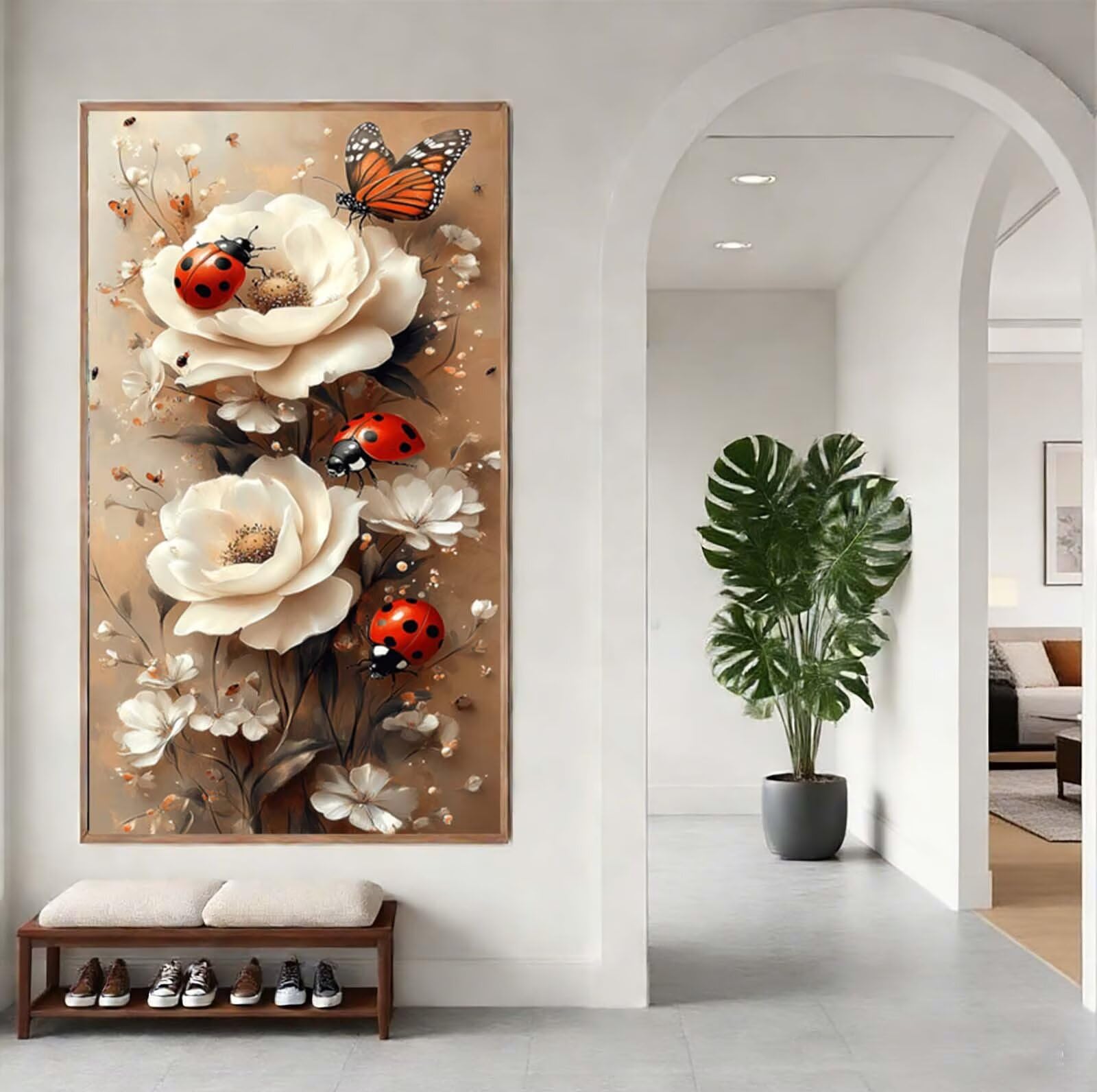 Diamond Painting Erwachsene Rose, Diamant Painting Bilder Marienkäfer, 5D Vollbohrer Diamanten Malerei Stickerei Kreuzstich Set, DIY Mosaikherstellung Bastelset für Haus Wanddeko 100 x 200 cm C-6440