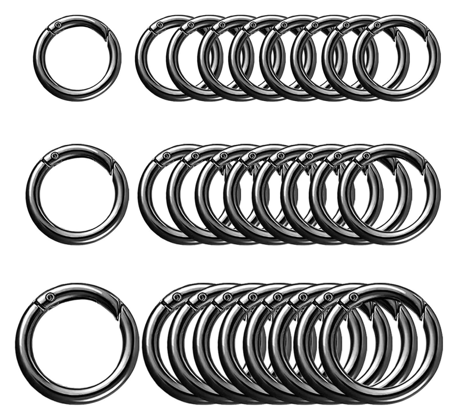 Anillos redondos de resorte metal 30 piezas Gancho presión anillo redondo Llavero circular que se puede abrir Bolsa Ganchos correa Kit costura Correas Bucle(Gray,25mm)