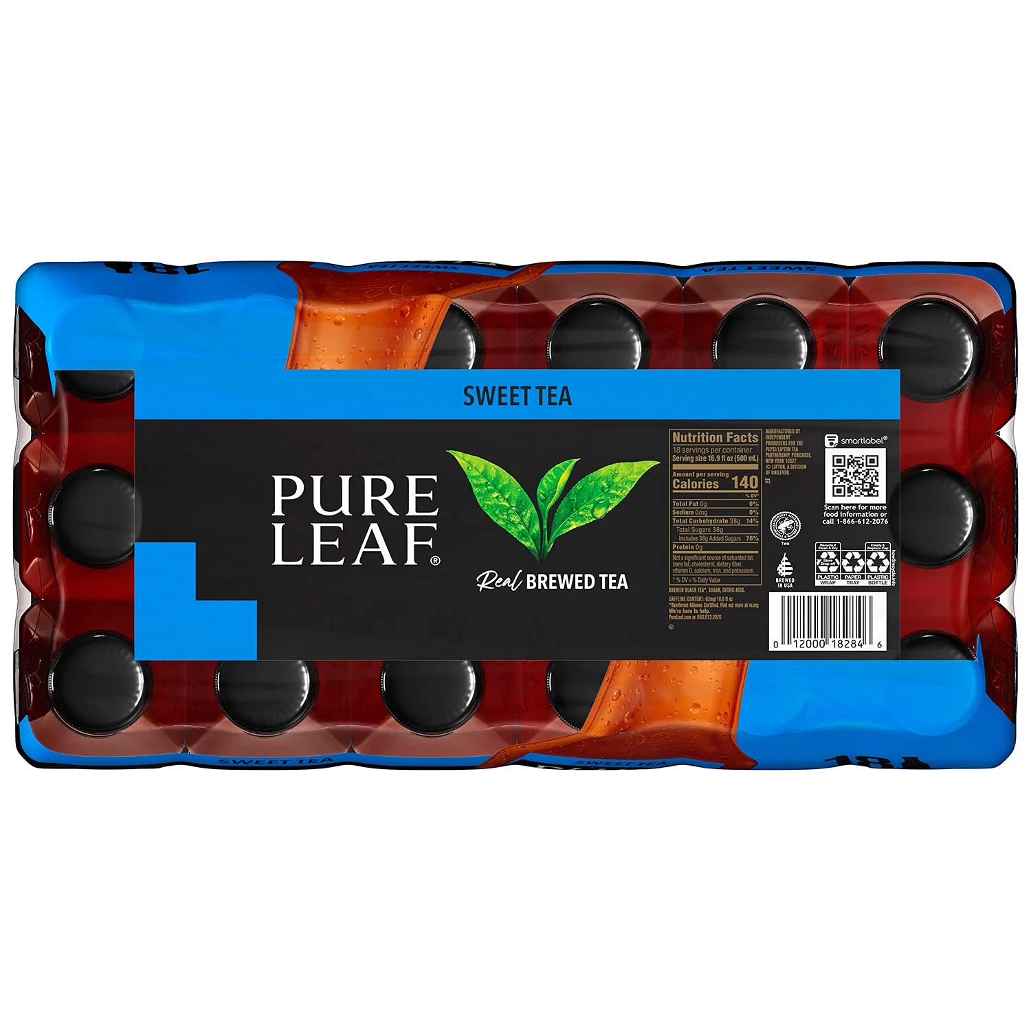 Gourmet Kitchn Pure Leaf Sweet Iced Brewed Tea - No Artificial Flavors or Sweeteners 140 Calories Per Bottle Hand Selected Black Leaves By 1 Pack (16.9oz / 18ct Each), (18 Count)