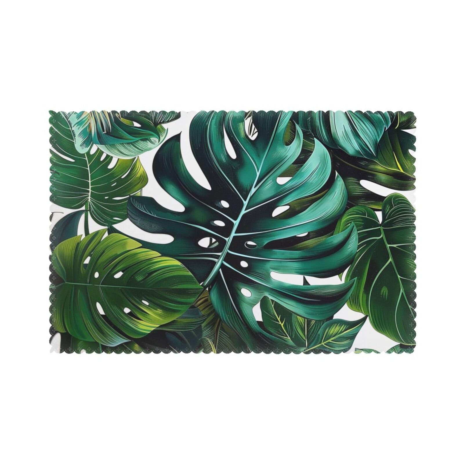Tropical Leaves Printed Placemat Heat Resistant Place Mats Set of 6 PCS Washable Kitchen Table Mats, 12x18 Inch