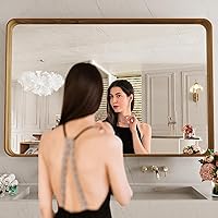 Vista 115 de LOAAO - Espejo de baño con marco de metal negro de 24x36 pulgadas, espejo rectangular redondeado para pared, espejo mate de tocador de baño