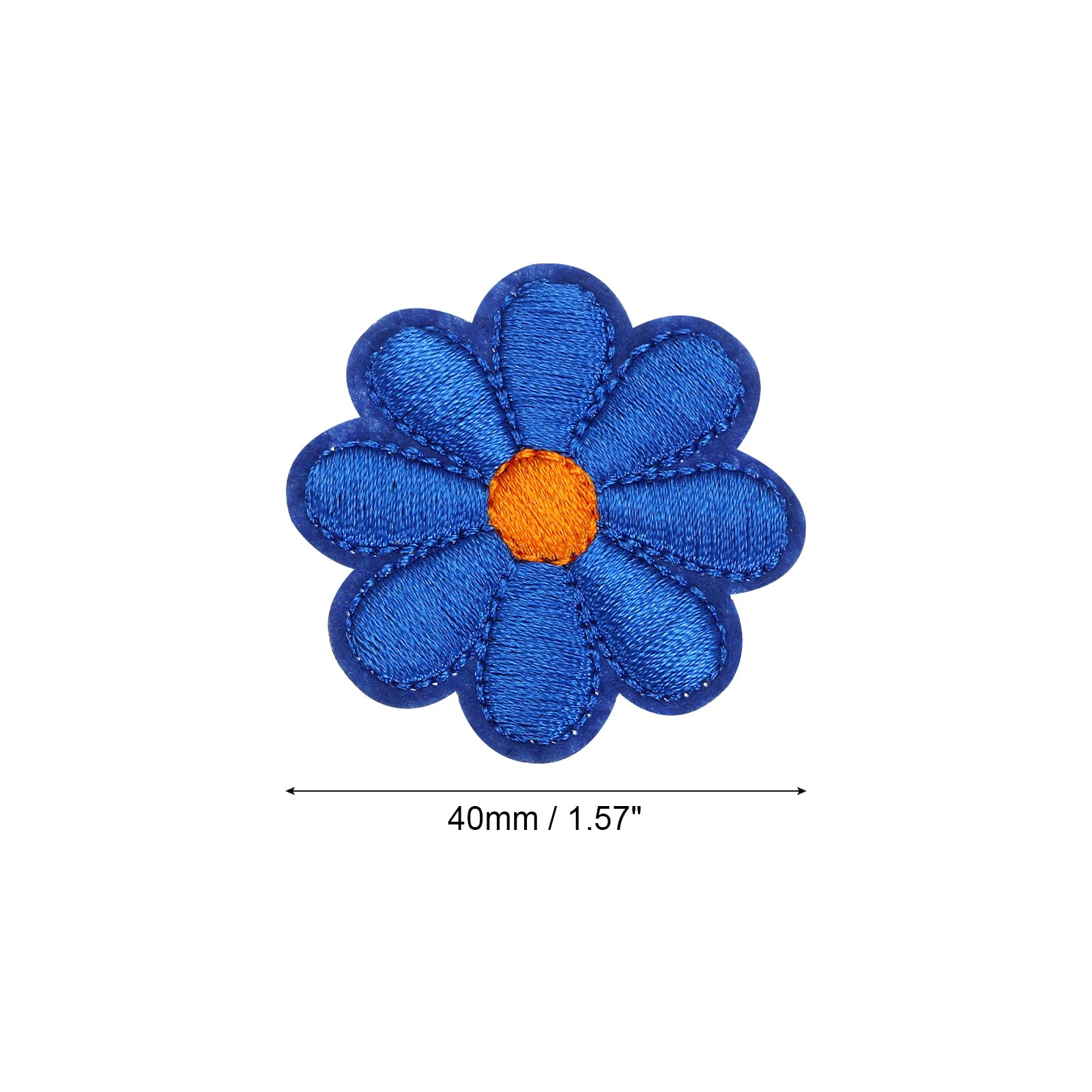 MECCANIXITY Parches bordados de flores para planchar o coser, parches de reparación de ropa, mochilas, zapatos, decoración, 90 x 90 mm, paquete de 15 (azul oscuro)